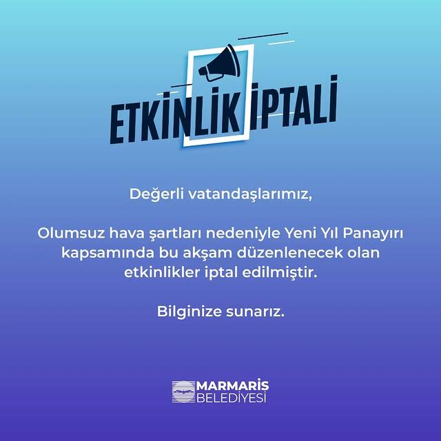 Marmaris’te Olumsuz Hava Koşulları Yılbaşı Panayırı Konserini İptal Ettirdi