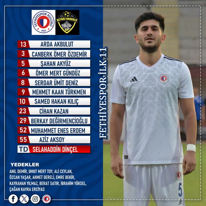 Fethiye Spor'un Beykoz Anadolu Maçı İçin İlk 11'i Belli Oldu