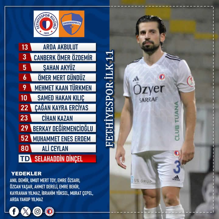 Fethiyespor'un İskenderunspor Karşılaşmasındaki İlk 11'i Açıklandı