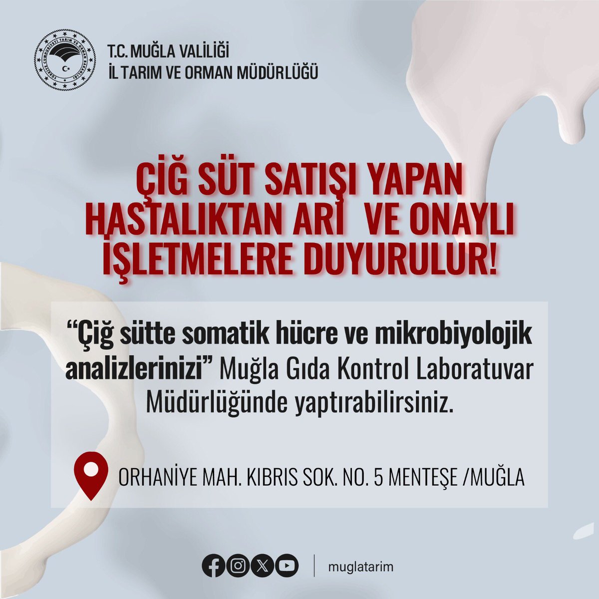 Muğla Gıda Kontrol Laboratuvarı, Çiğ Süt Analizleri İçin Numune Kabulüne Başladı